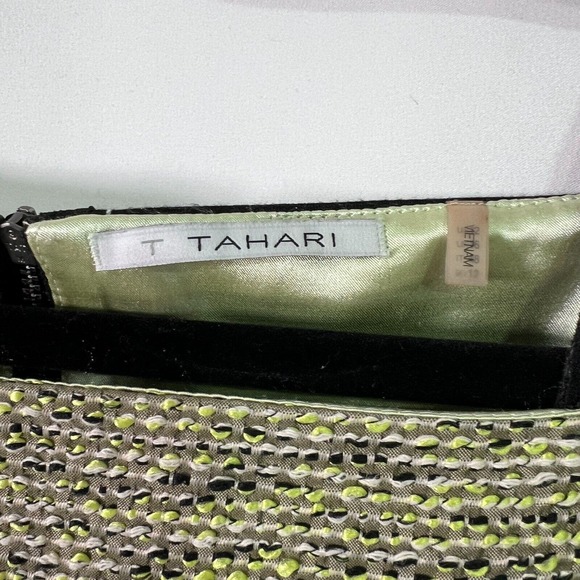 T. Tahari Women's Dress Sheath Knitted Square Neck Black Green, Sz 12 - Picture 11 of 16